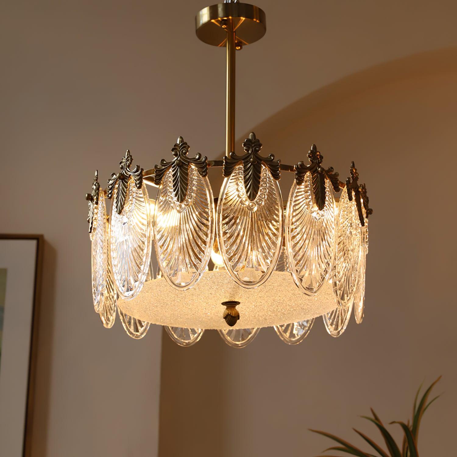 Vintage Glass Leaf Round Chandelier - Loonglight