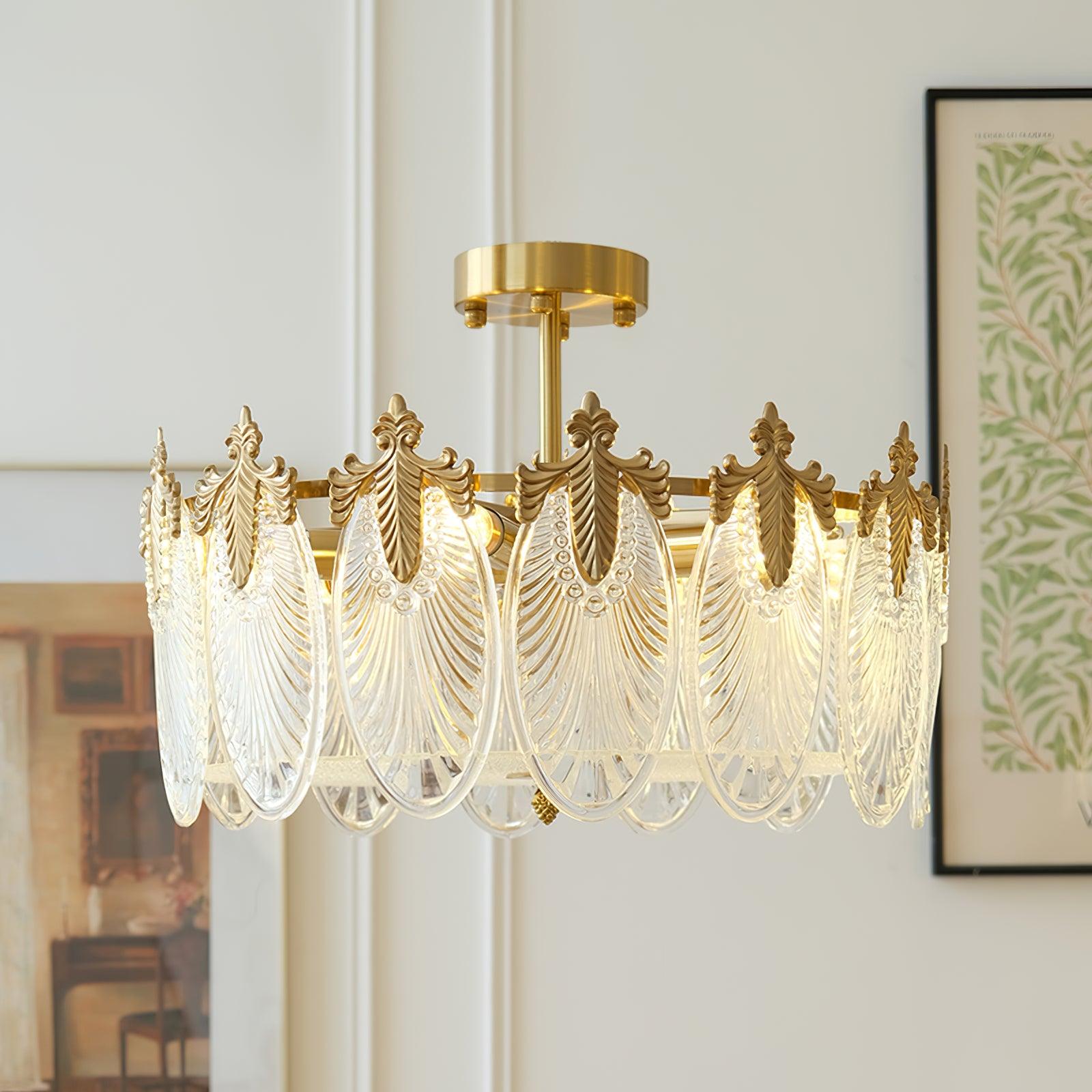 Vintage Glass Leaf Round Chandelier - Loonglight