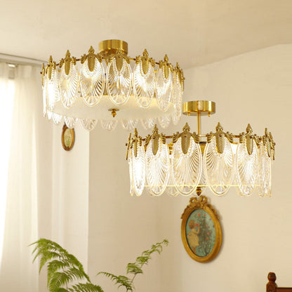 Vintage Glass Leaf Round Chandelier - Loonglight