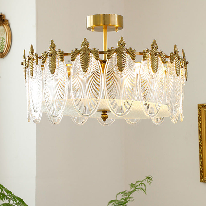 Vintage Glass Leaf Round Chandelier - Loonglight