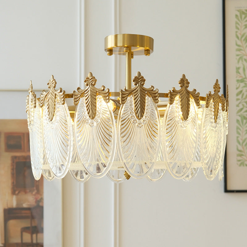 Vintage Glass Leaf Round Chandelier - Loonglight