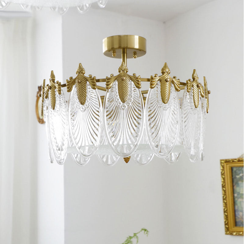 Vintage Glass Leaf Round Chandelier - Loonglight