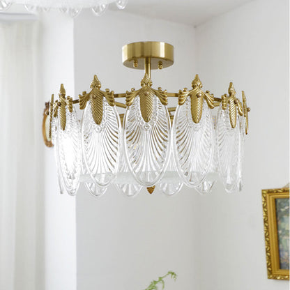 Vintage Glass Leaf Round Chandelier - Loonglight