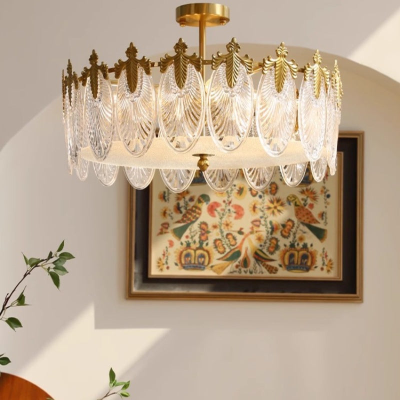 Vintage Glass Leaf Round Chandelier - Loonglight
