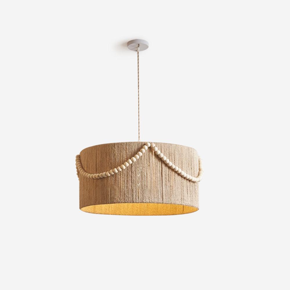 Pearl Rattan Drum Pendant Light - Loonglight