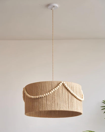 Pearl Rattan Drum Pendant Light - Loonglight