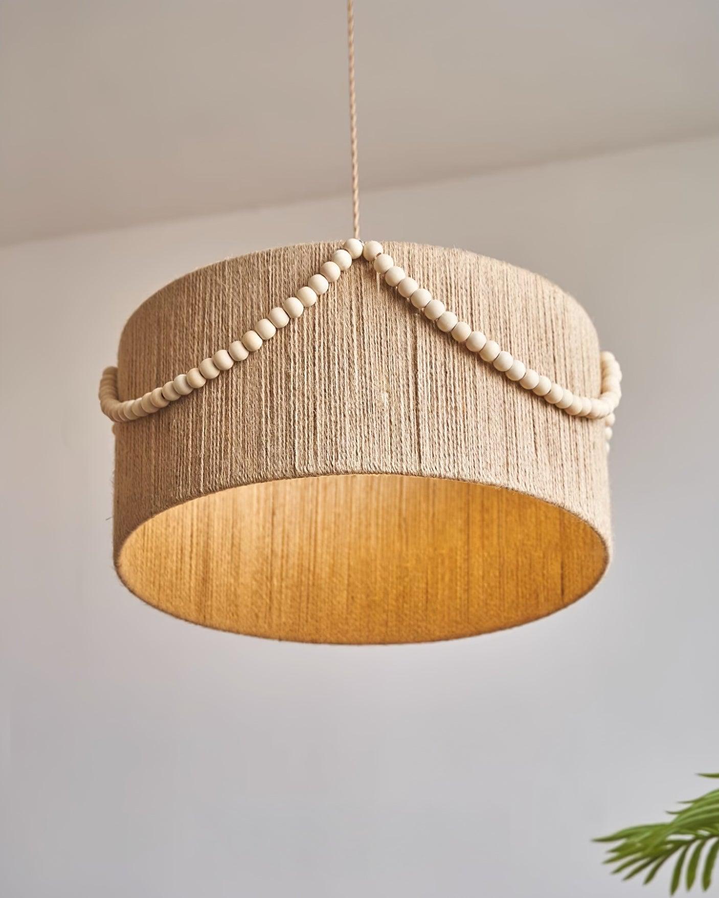 Pearl Rattan Drum Pendant Light - Loonglight