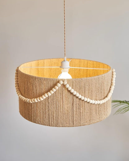 Pearl Rattan Drum Pendant Light - Loonglight