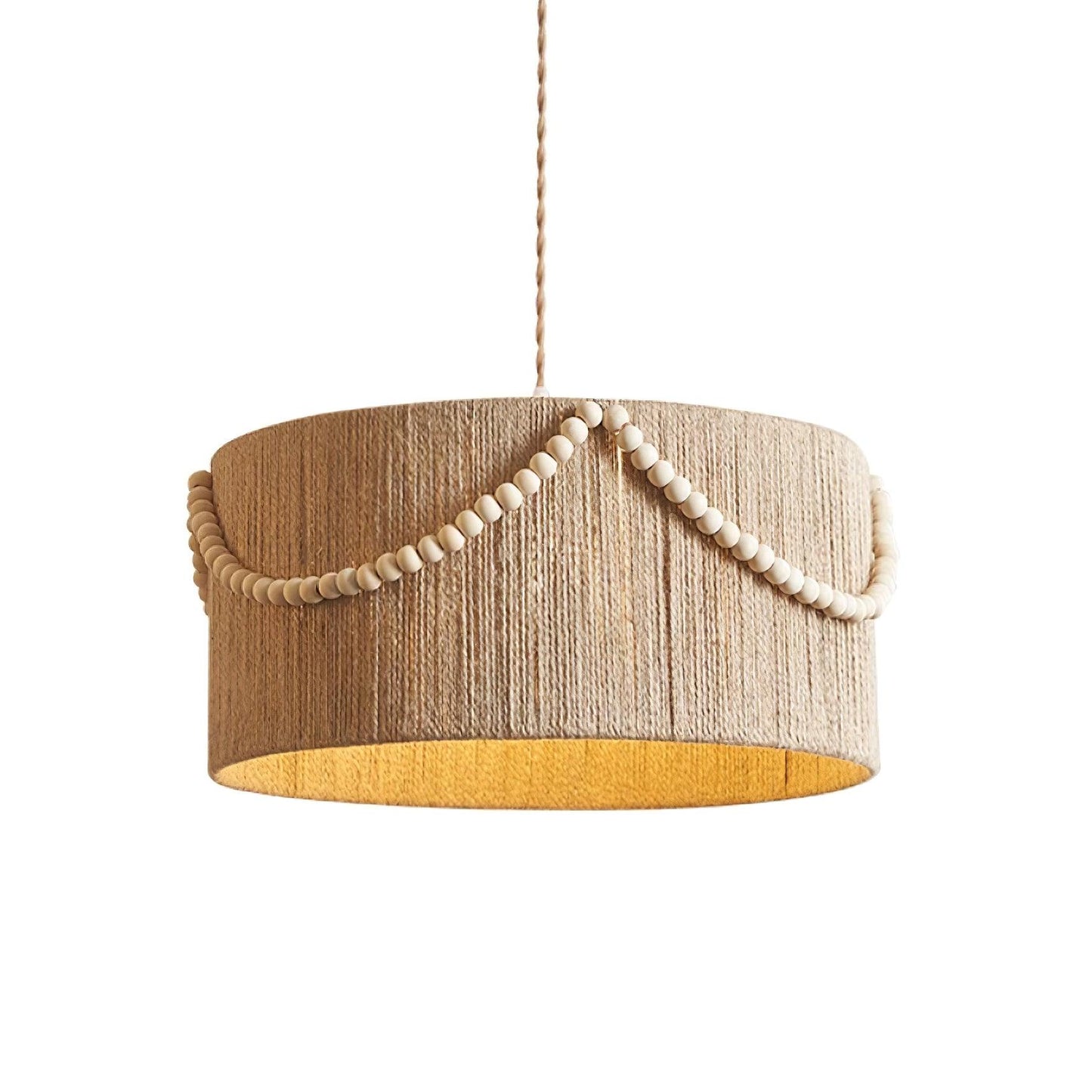 Pearl Rattan Drum Pendant Light - Loonglight