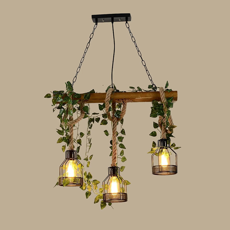 Vintage Wood Green Chandelier - Loonglight