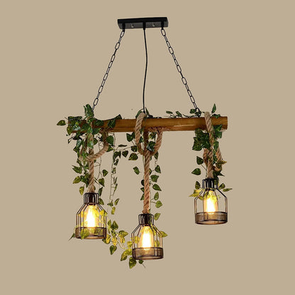 Vintage Wood Green Chandelier - Loonglight