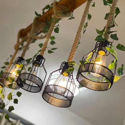 Vintage Wood Green Chandelier - Loonglight