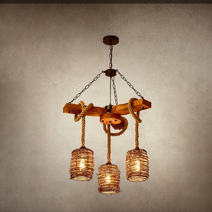 Vintage Wooden Chandelier - Loonglight