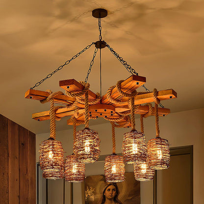 Vintage Wooden Chandelier - Loonglight