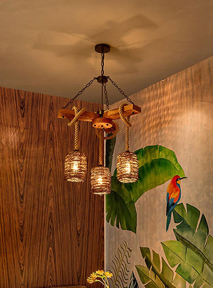 Vintage Wooden Chandelier - Loonglight