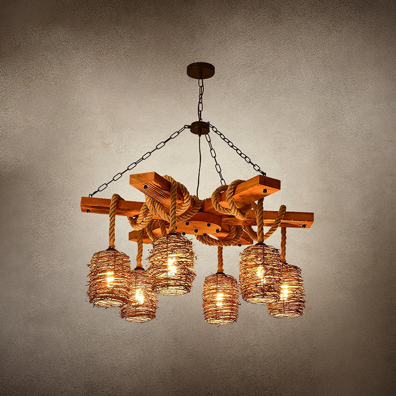 Vintage Wooden Chandelier - Loonglight