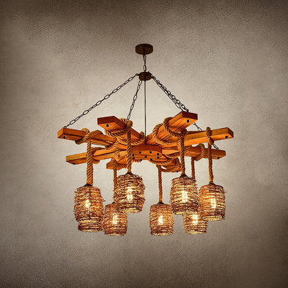 Vintage Wooden Chandelier - Loonglight