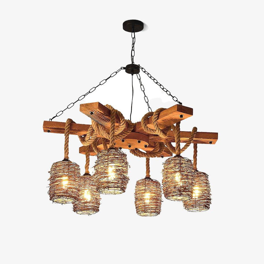Vintage Wooden Chandelier - Loonglight