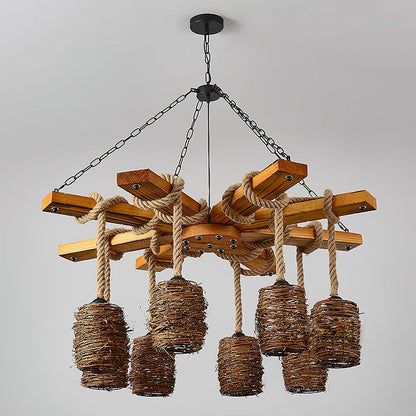 Vintage Wooden Chandelier - Loonglight