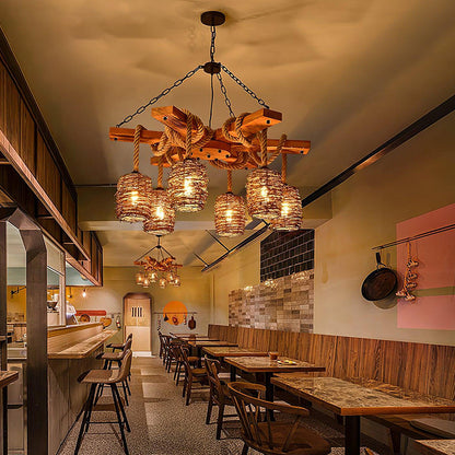 Vintage Wooden Chandelier - Loonglight