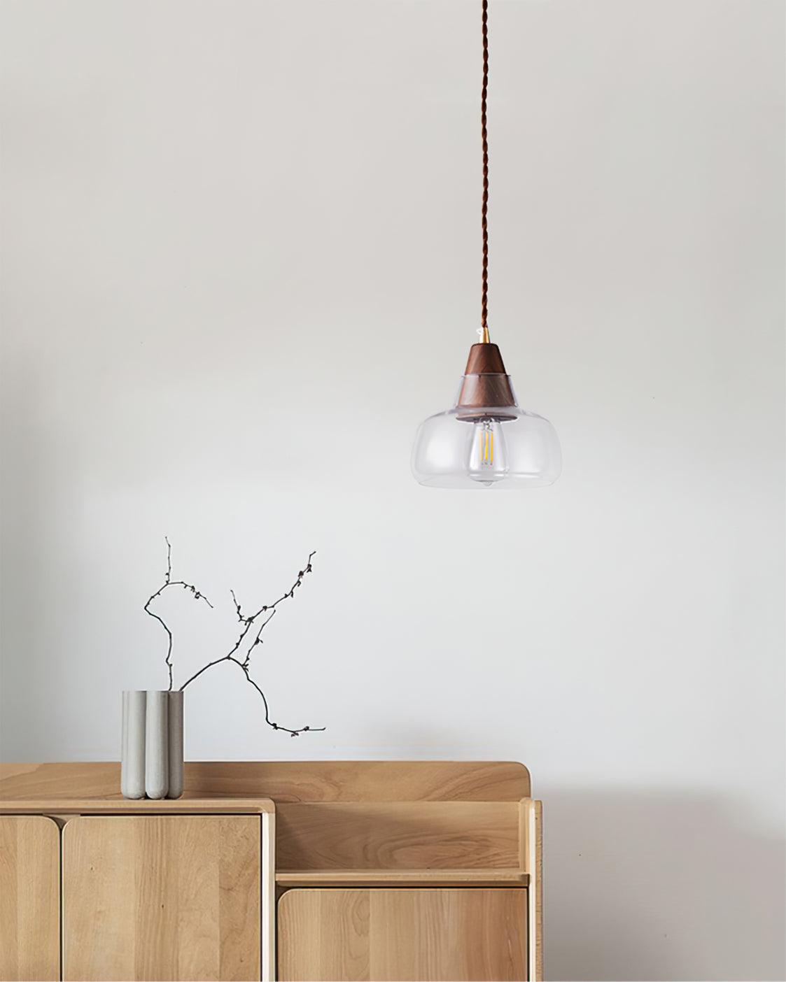 Walnut Glass Pendant Lamp - Loonglight