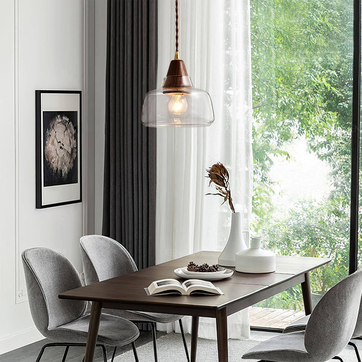 Walnut Glass Pendant Lamp - Loonglight