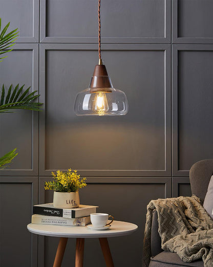 Walnut Glass Pendant Lamp - Loonglight