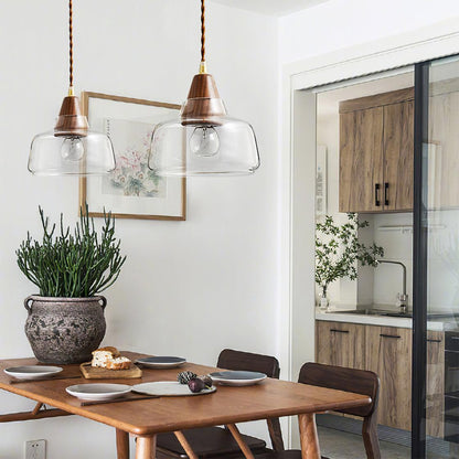 Walnut Glass Pendant Lamp - Loonglight