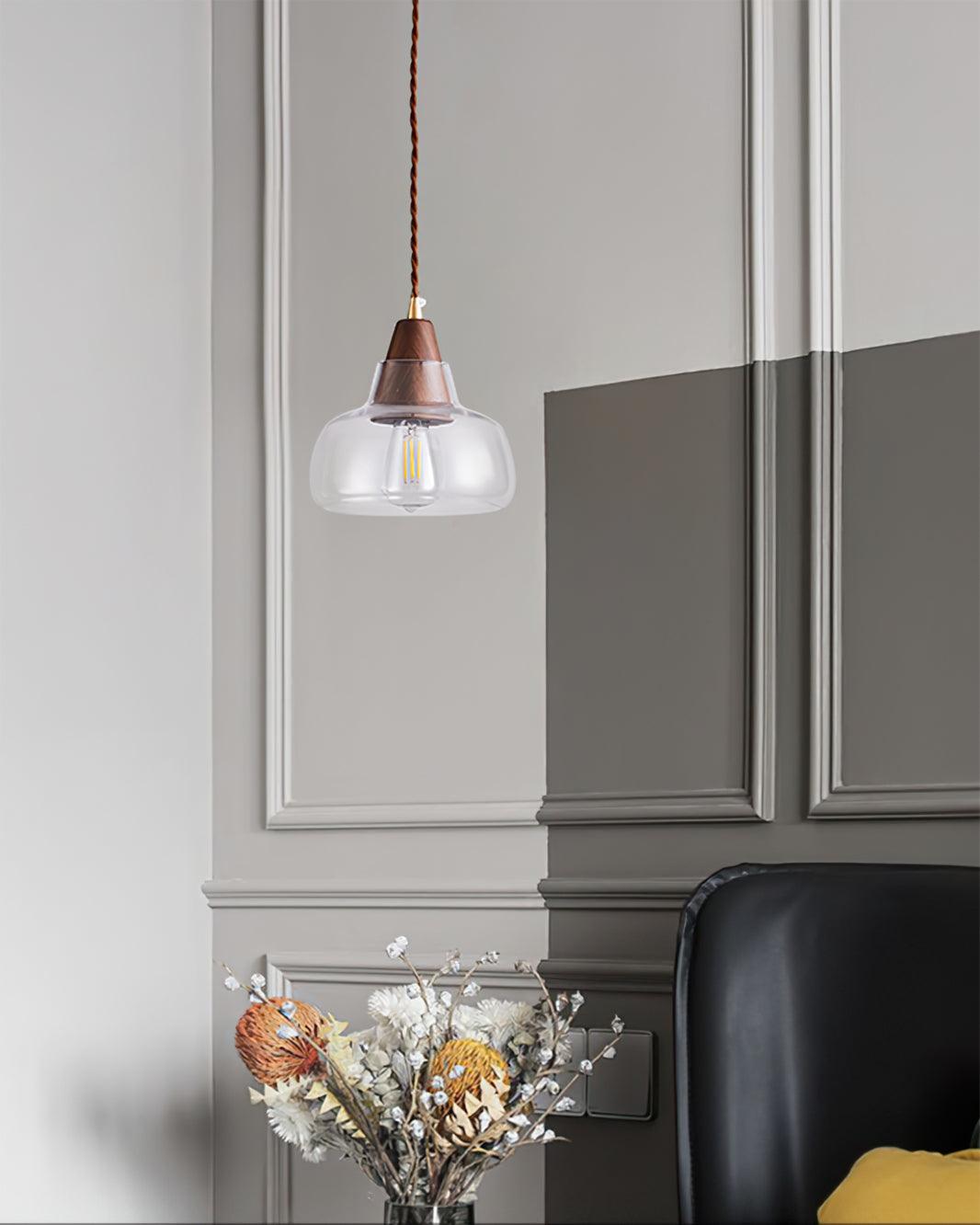 Walnut Glass Pendant Lamp - Loonglight