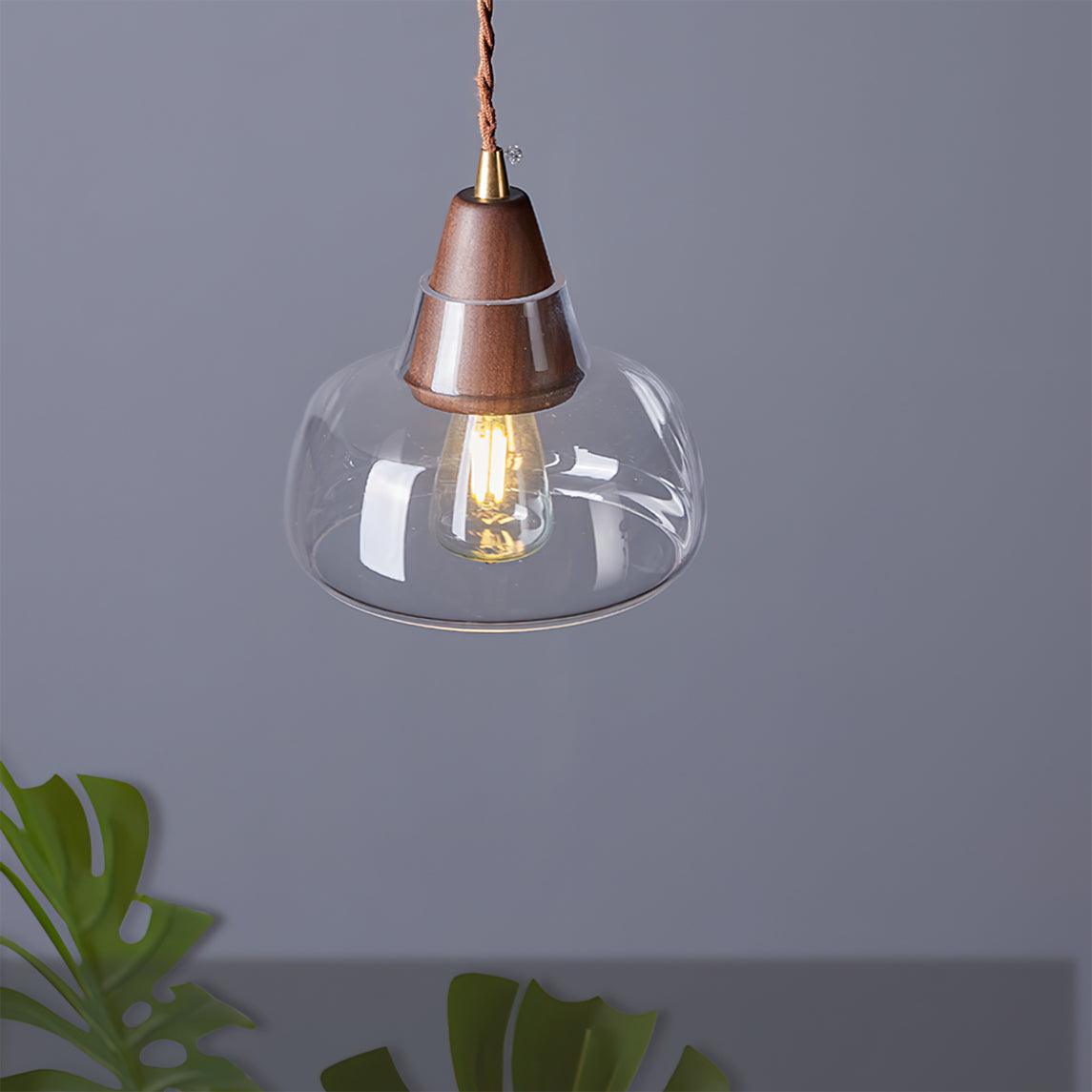 Walnut Glass Pendant Lamp - Loonglight