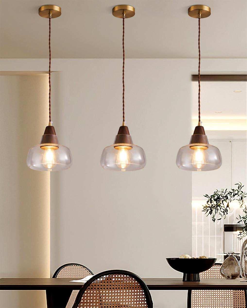Walnut Glass Pendant Lamp - Loonglight