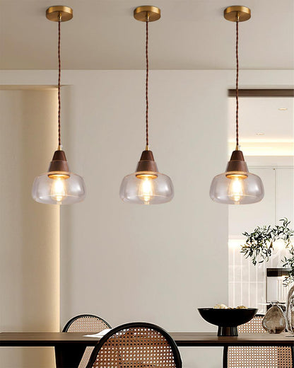Walnut Glass Pendant Lamp - Loonglight