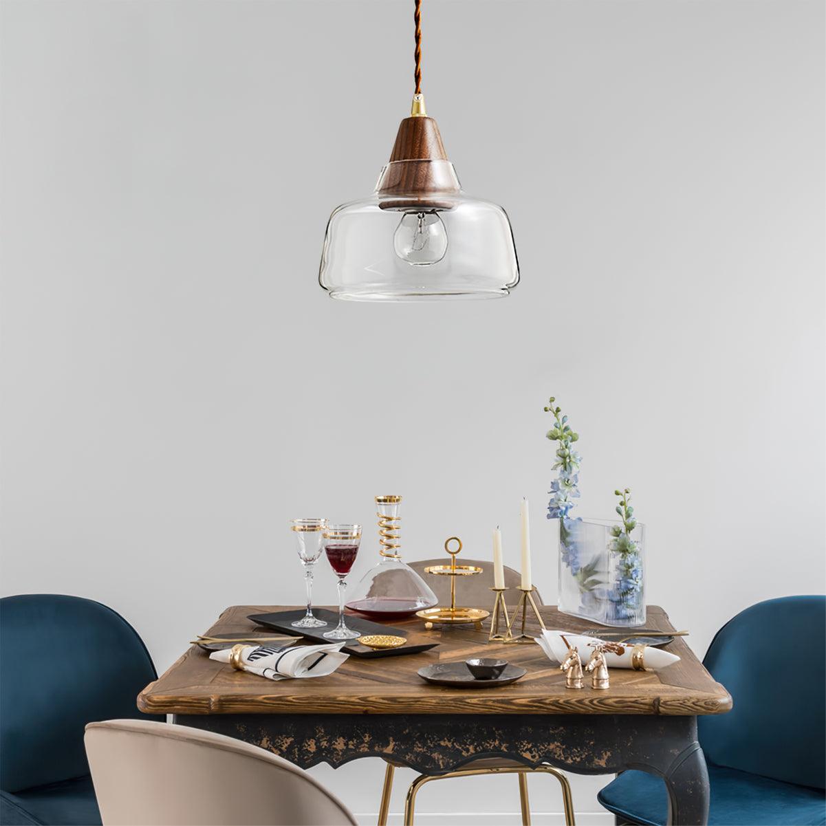 Walnut Glass Pendant Lamp - Loonglight