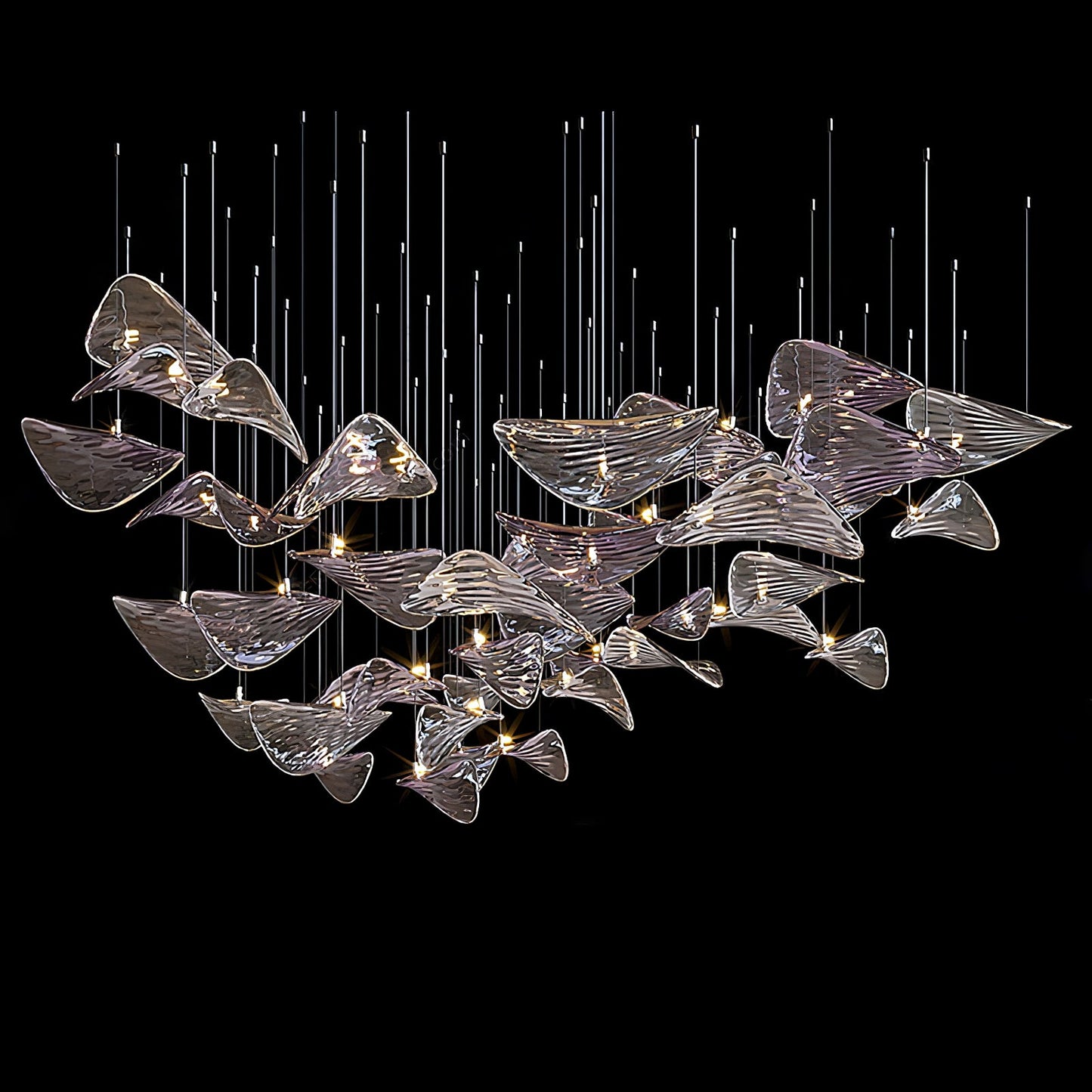 Wave Glass Leaf Chandelier - Loonglight