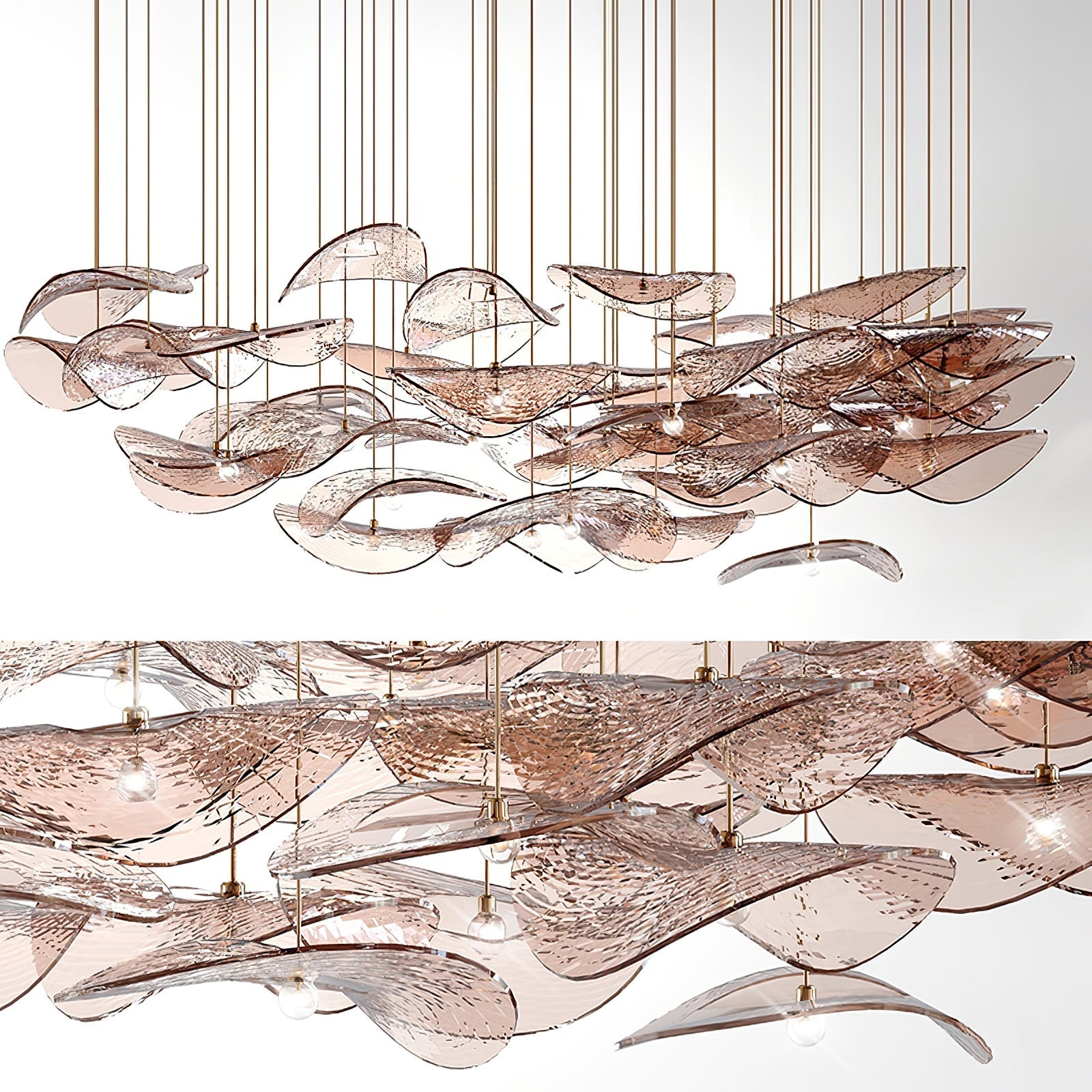Wave Glass Leaf Chandelier - Loonglight