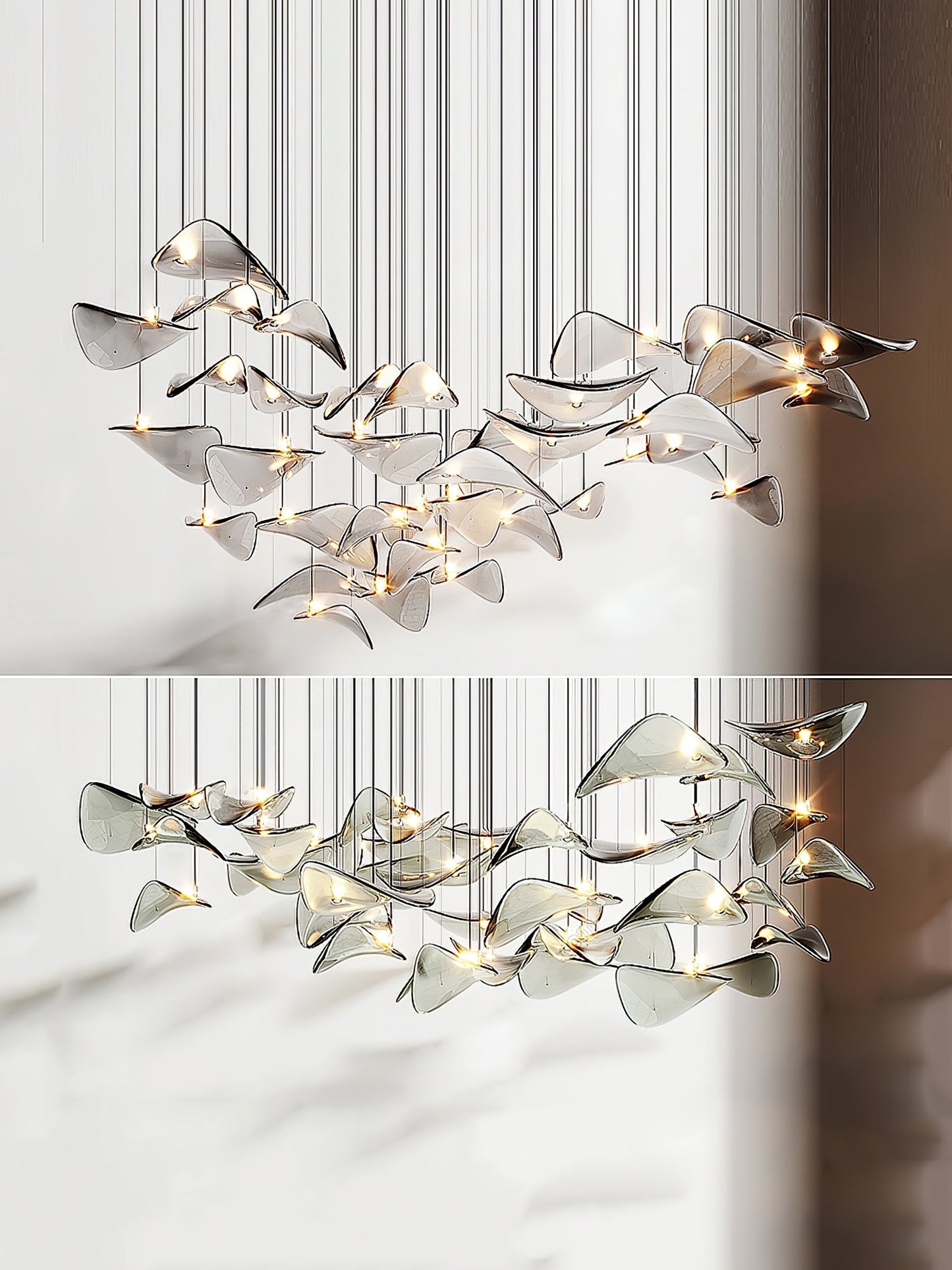Wave Glass Leaf Chandelier - Loonglight