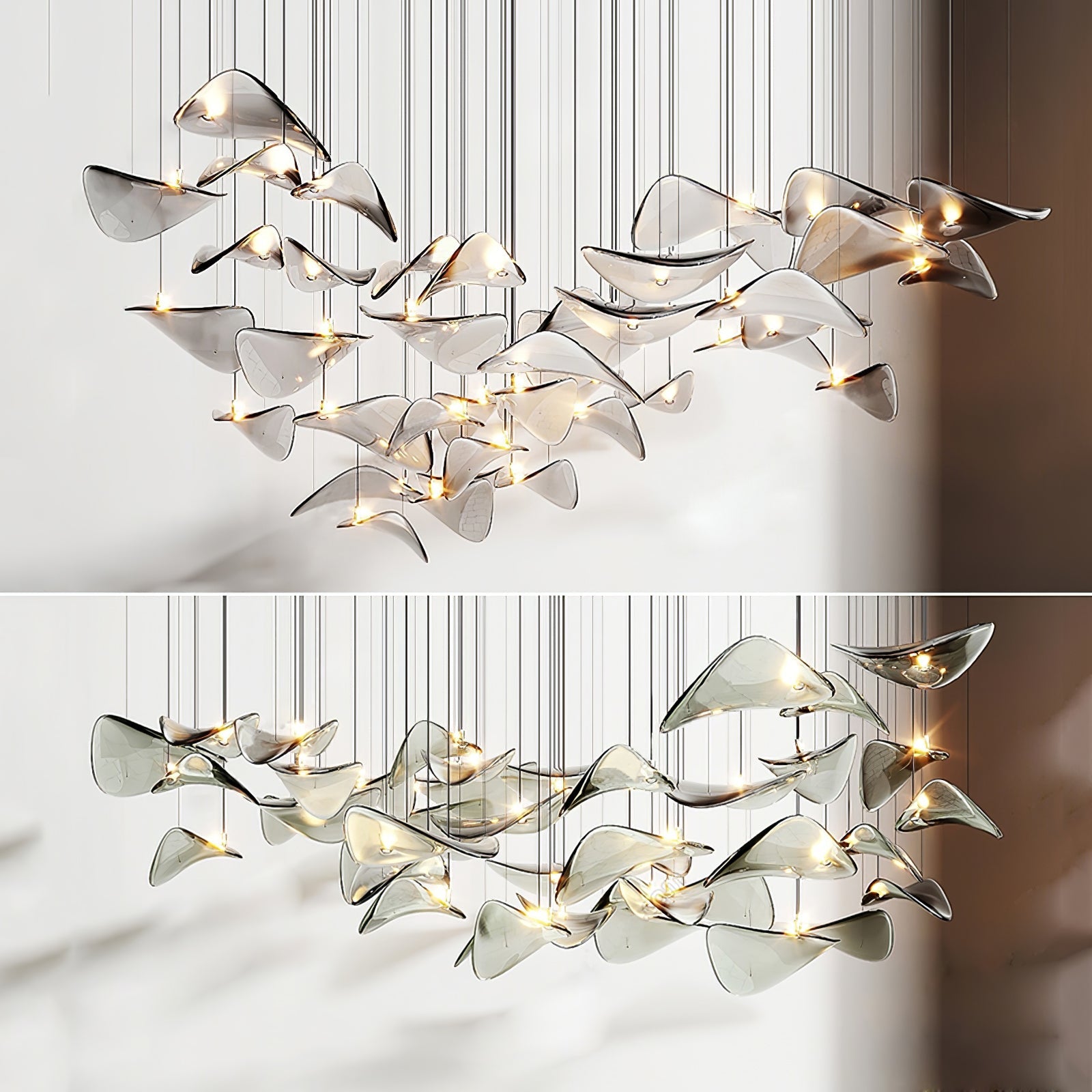 Wave Glass Leaf Chandelier - Loonglight