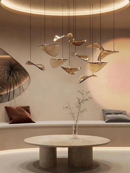 Wave Glass Leaf Chandelier - Loonglight