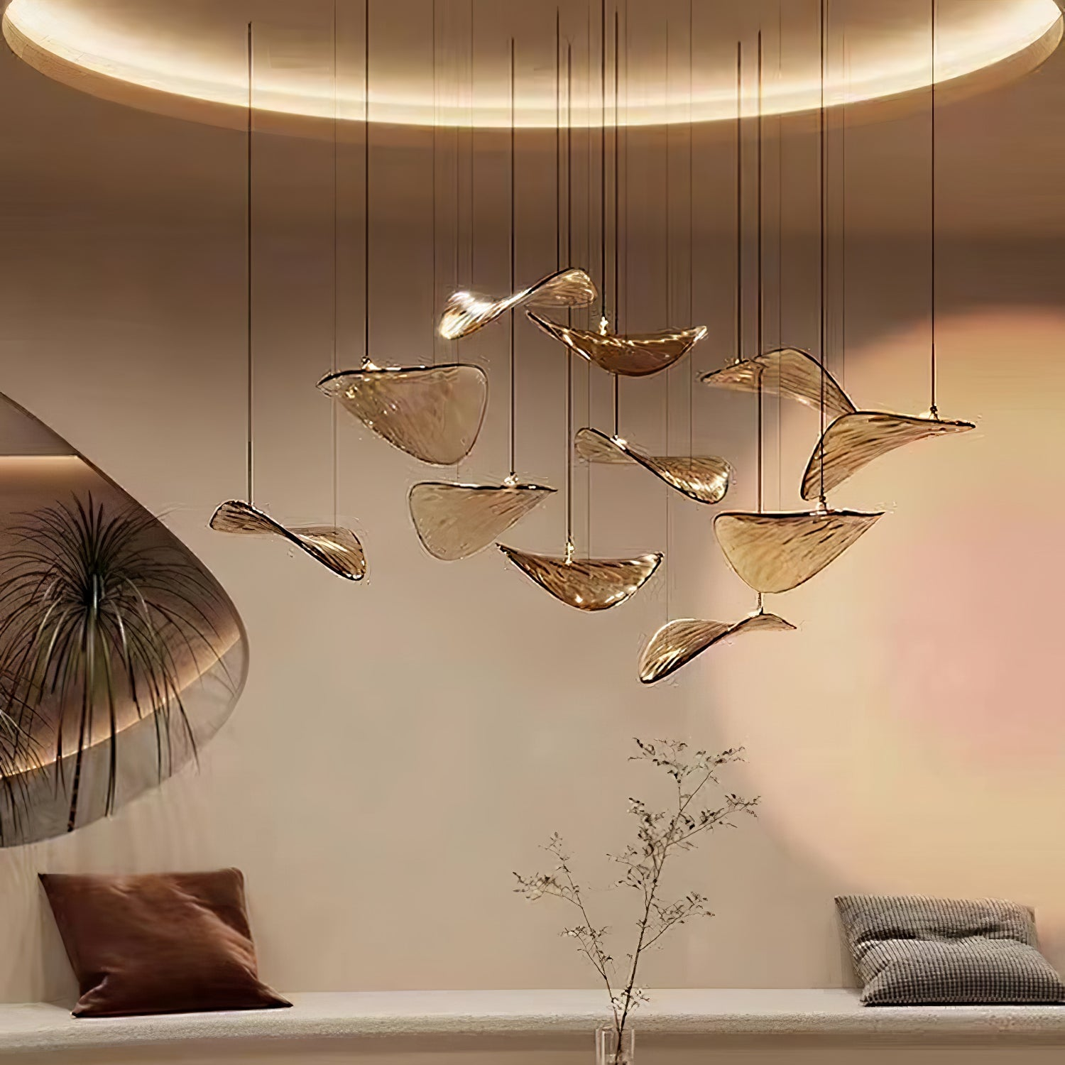 Wave Glass Leaf Chandelier - Loonglight
