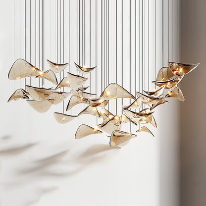 Wave Glass Leaf Chandelier - Loonglight