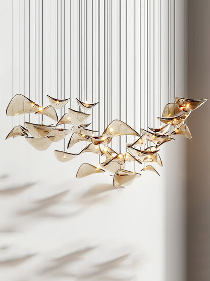 Wave Glass Leaf Chandelier - Loonglight