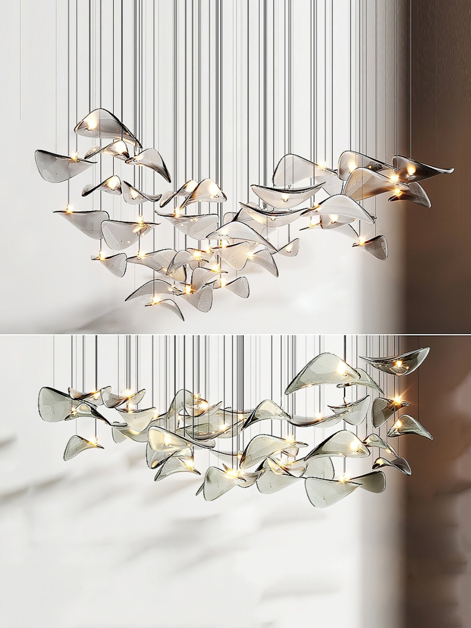 Wave Glass Leaf Chandelier - Loonglight