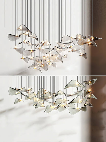 Wave Glass Leaf Chandelier - Loonglight