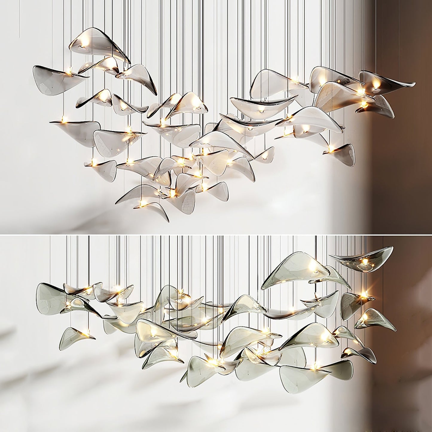 Wave Glass Leaf Chandelier - Loonglight