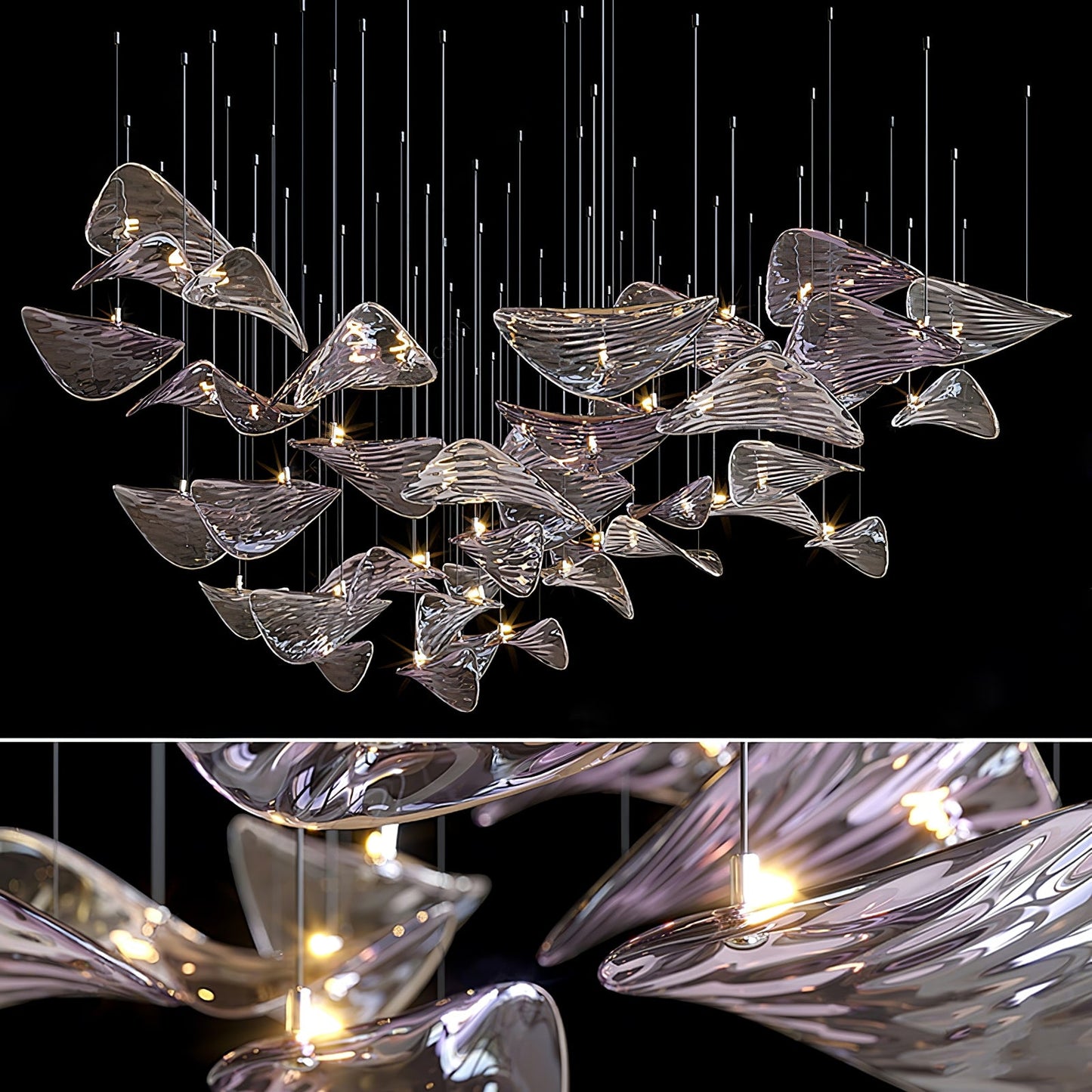 Wave Glass Leaf Chandelier - Loonglight
