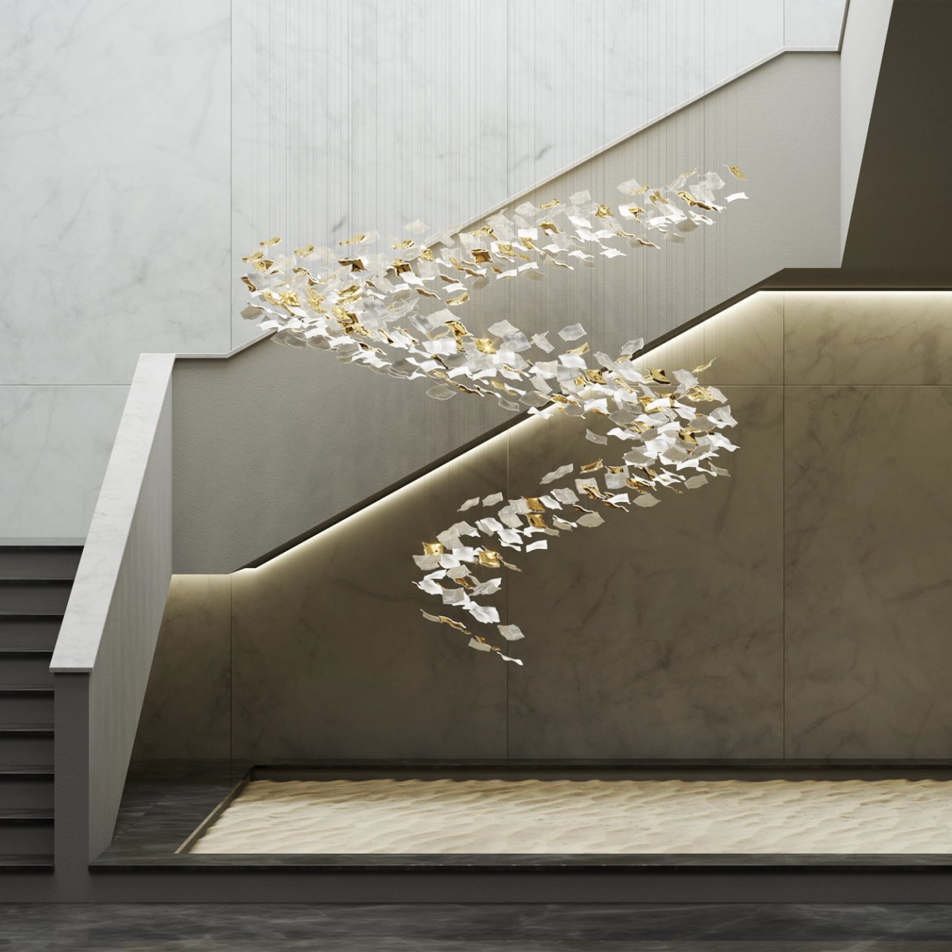 Square Glass Leaf Chandelier - Loonglight