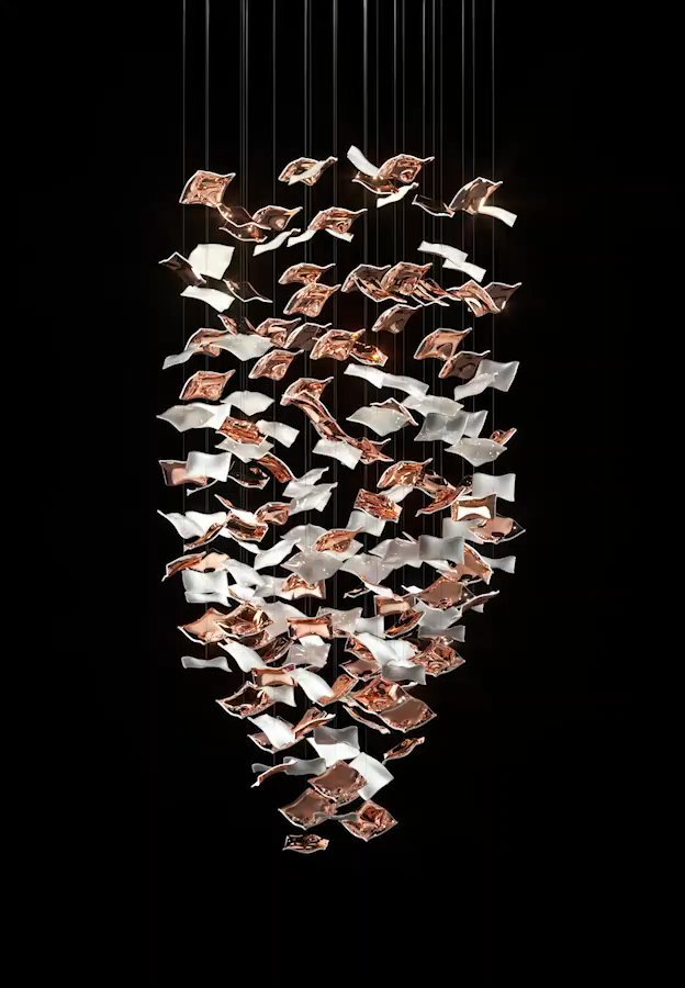 Square Glass Leaf Chandelier - Loonglight