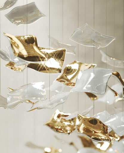 Square Glass Leaf Chandelier - Loonglight