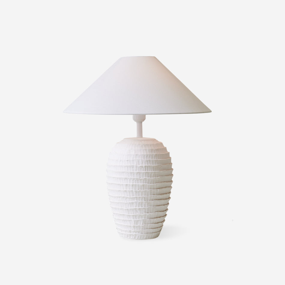 White Calico Table Lamp - Loonglight