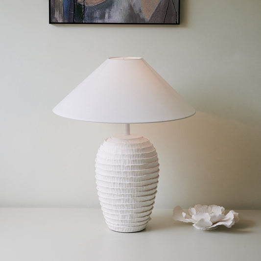 White Calico Table Lamp - Loonglight